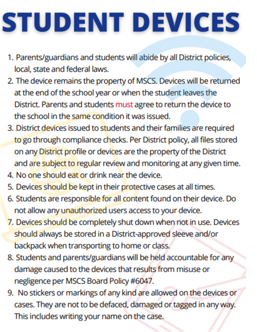 INFORMATION FOR STUDENT DEVICES